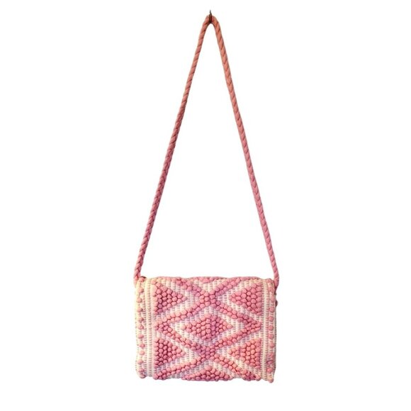 Antonello Pink and Cream Suni Rombi Bag - Size 8" H x 12"L x 1"D - Picture 2 of 6